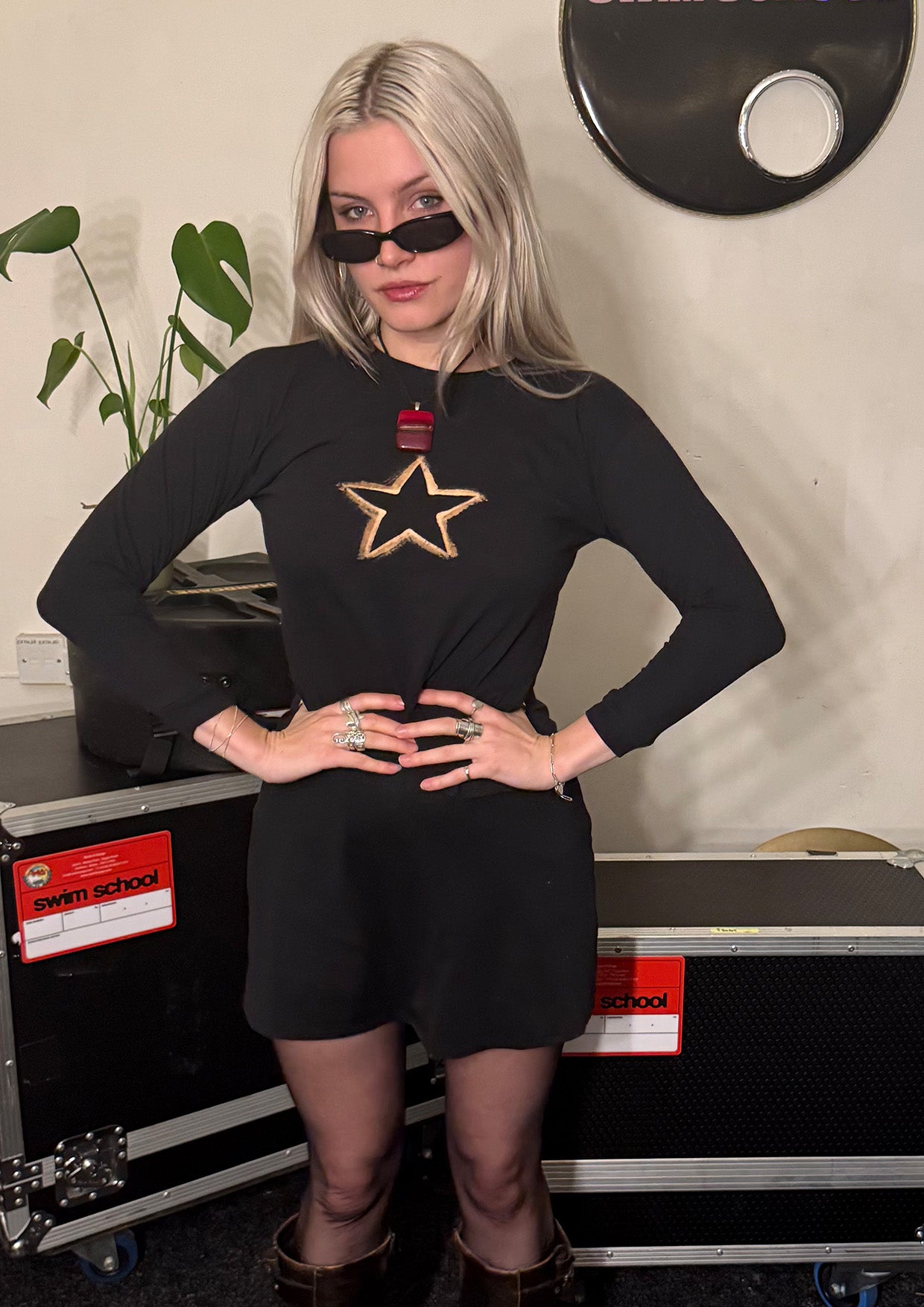 swim school hand bleached Star Long Sleeve